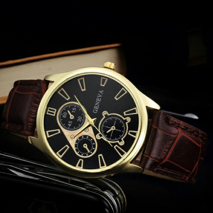 Geneva belt watch foreign trade hot men's business casual belt watch