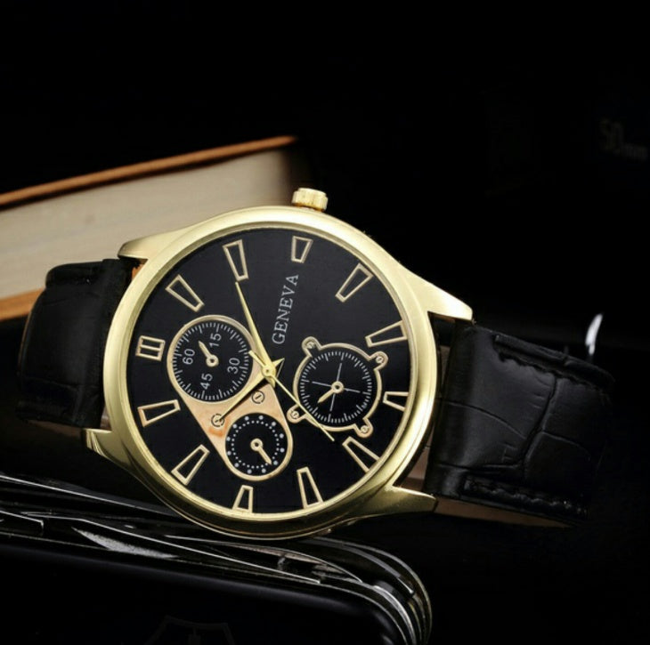 Geneva belt watch foreign trade hot men's business casual belt watch